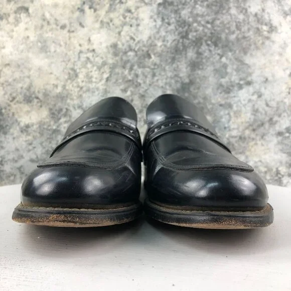 Park Place Men's Size 10D Black Leather Closed Toe Slip On Dress Shoes Loafers - Picture 2 of 16